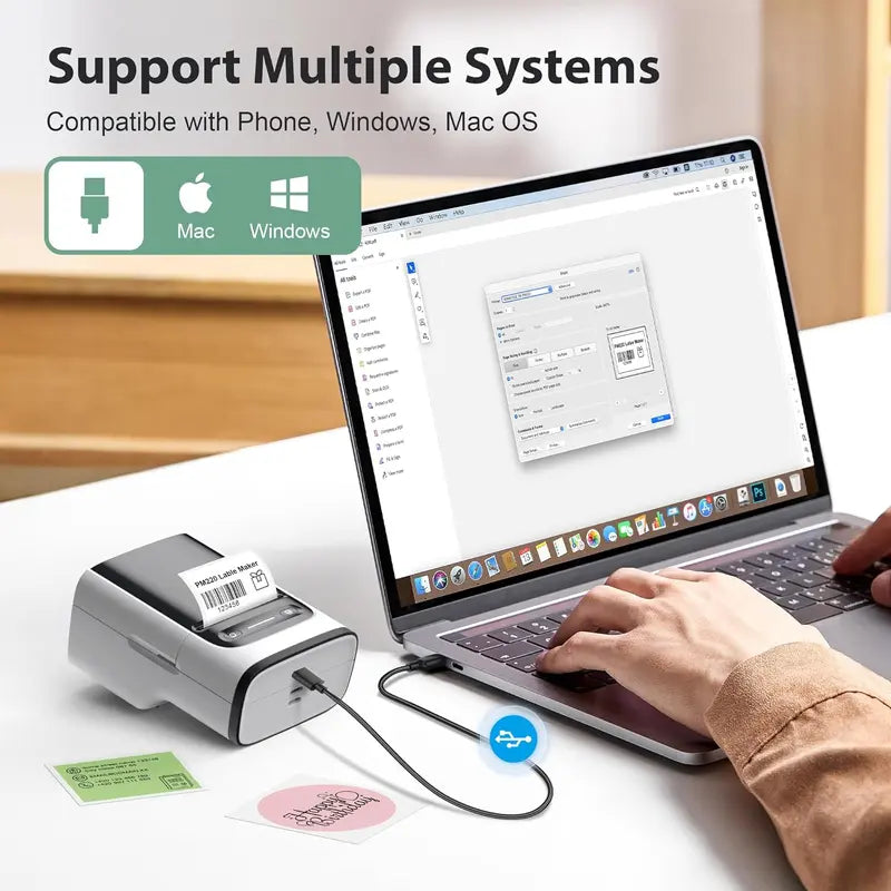 Nelko PM220 Label Maker Machine with Tape, Bluethooth Label Printer, Portable Thermal Printer for Small Business, Address, Logo, Clothing, Mailing, Sticker Printer for Phones & PC