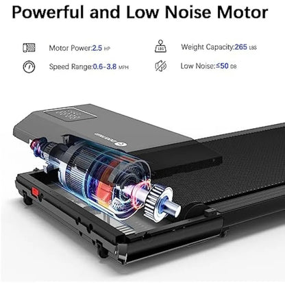 Walking Pad 2 in 1 under Desk Treadmill, 2.5HP Low Noise Walking Pad Running Jogging Machine with Remote Control Home Office